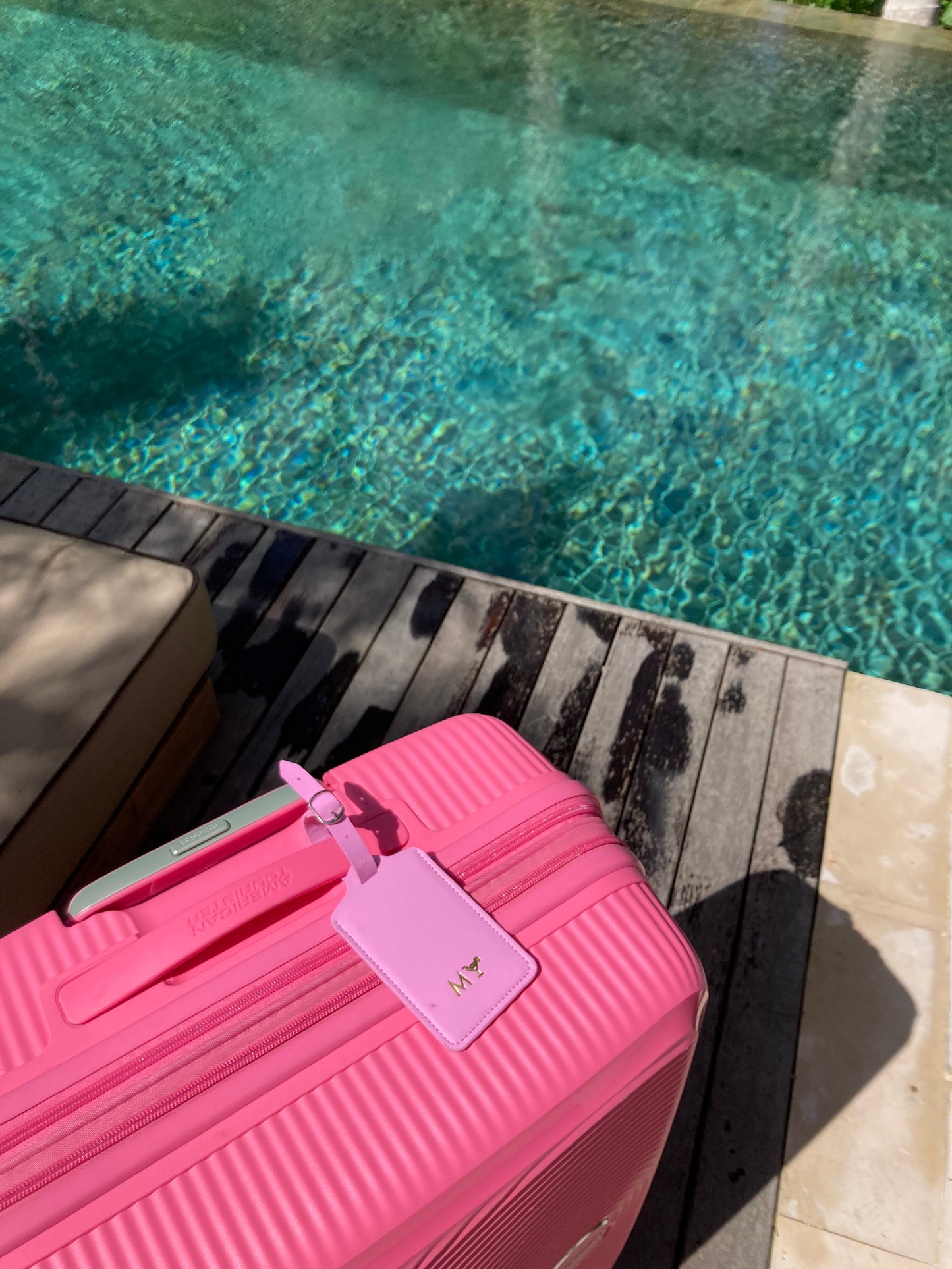pink luggage tags holiday nz