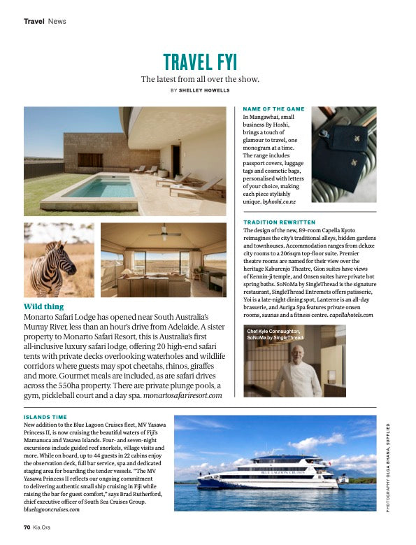 By Hoshi Featured in Air New Zealand's Kia Ora Magazine