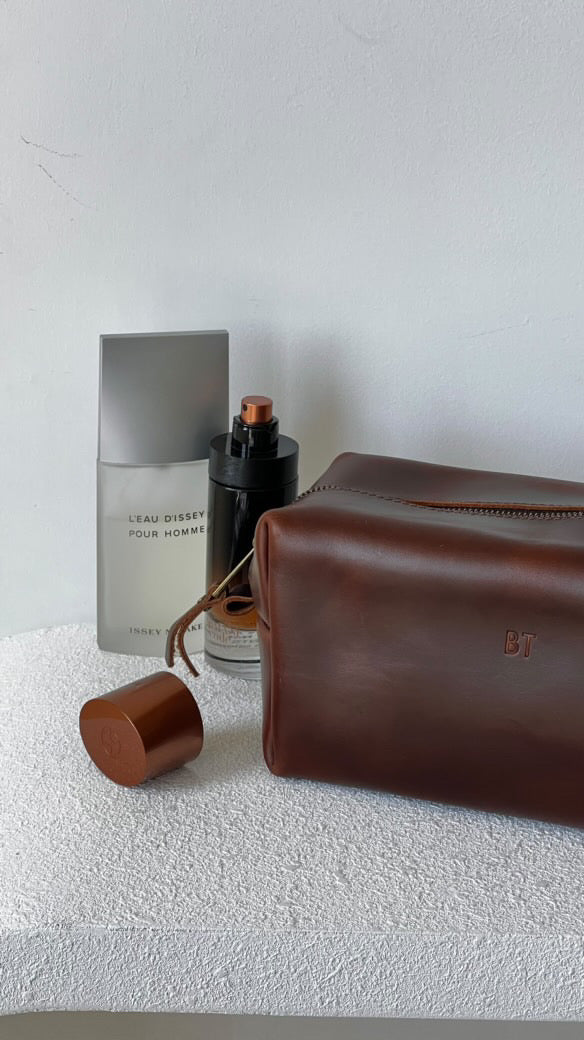 Mens Leather Shave Bag