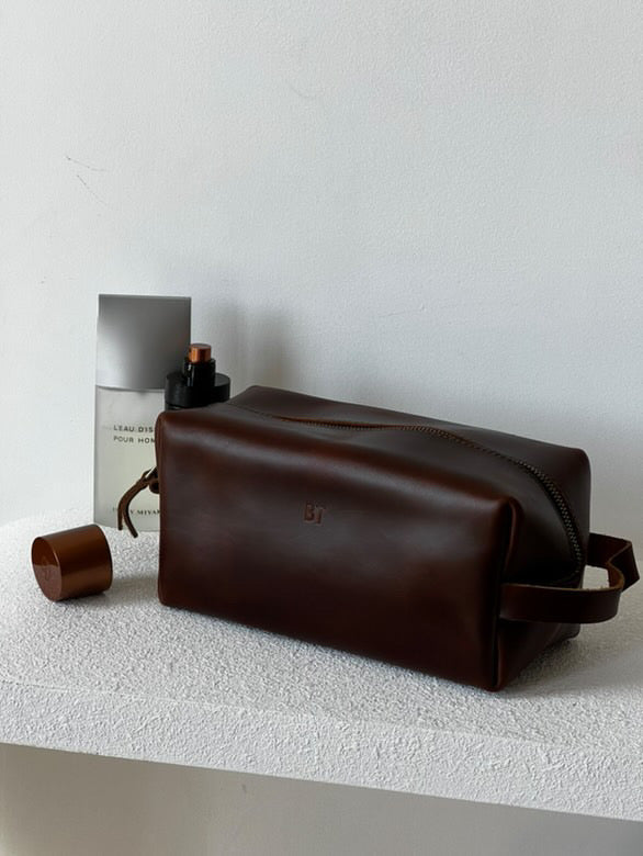 Mens Leather Shave Bag