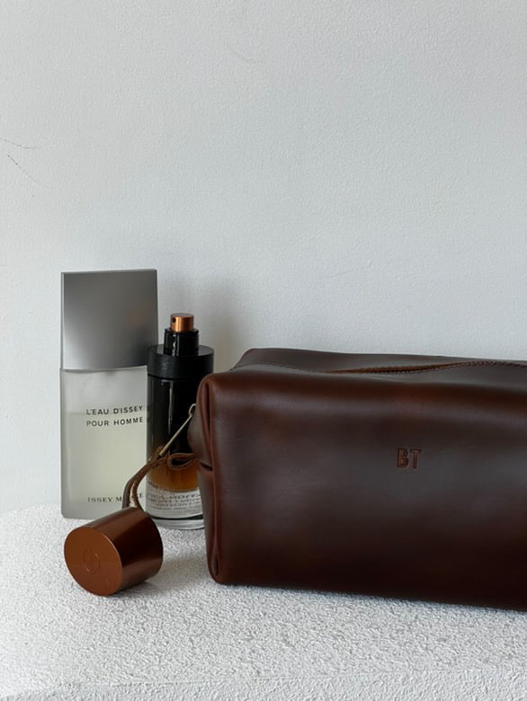 Mens Leather Shave Bag