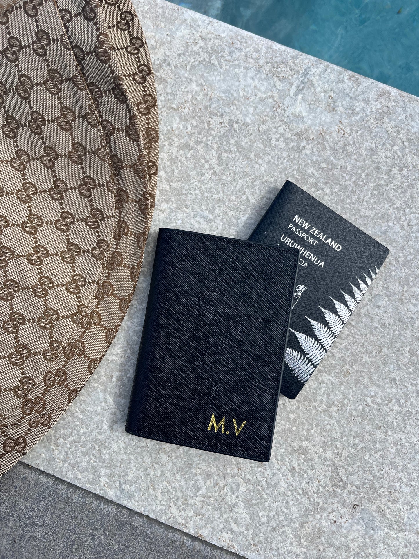 black personalised passport cover wallet with name nz