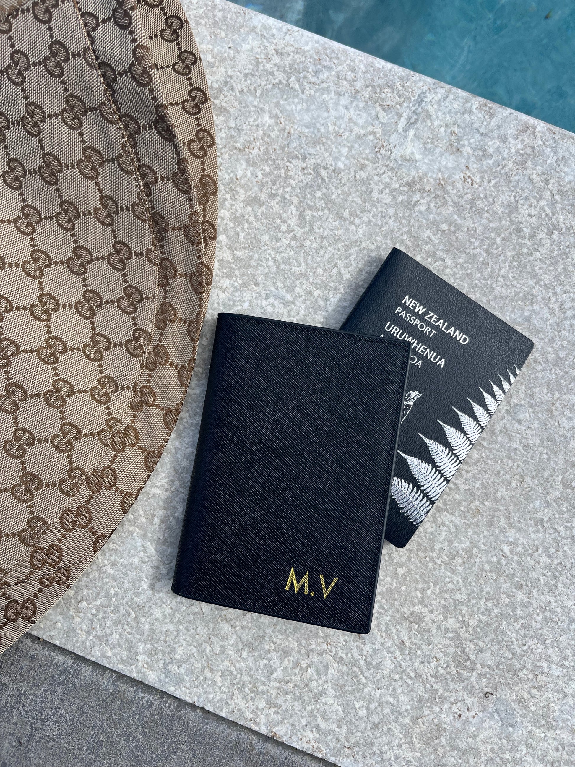 black personalised passport cover wallet with name nz