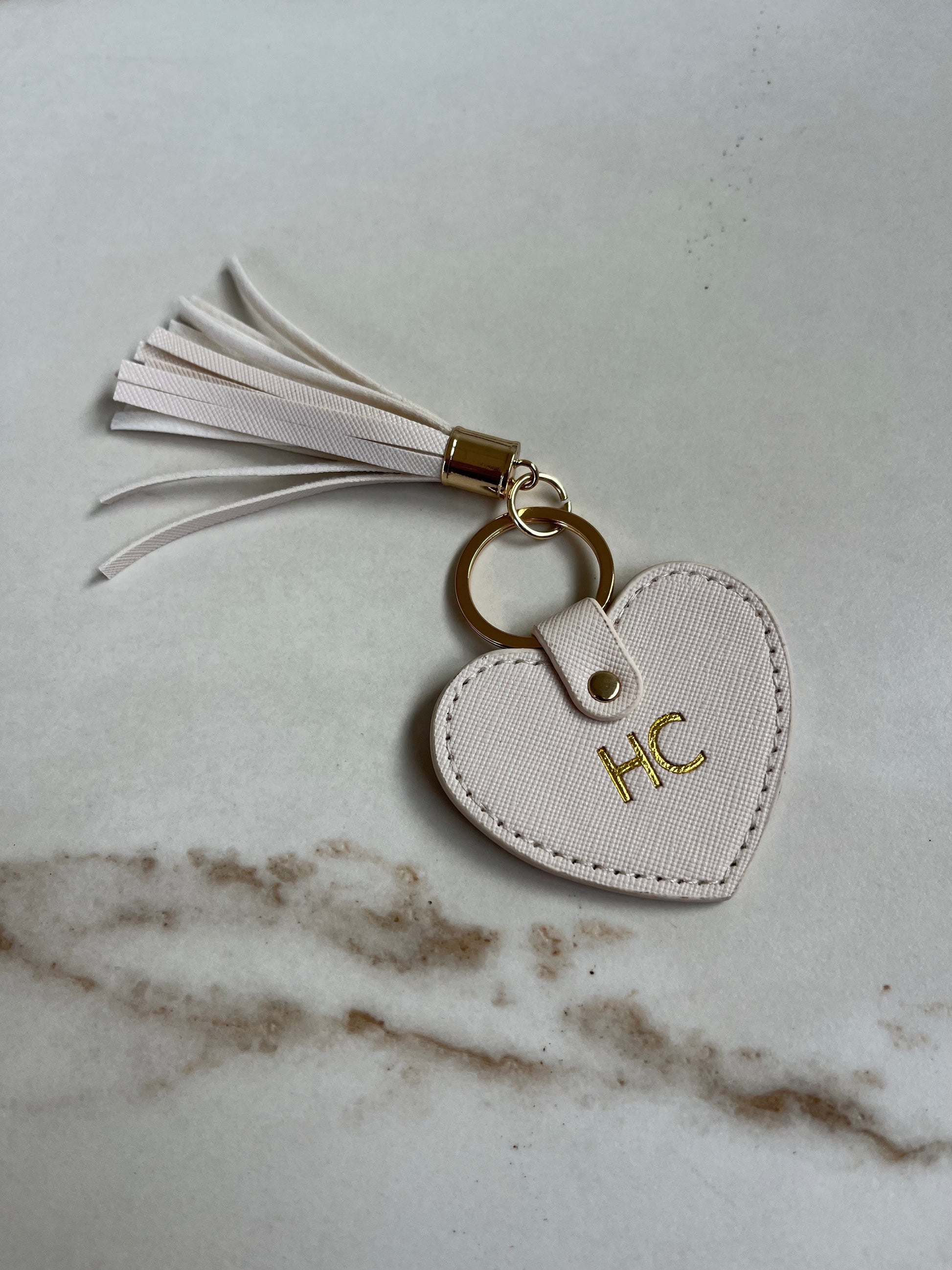 heart keyring with name tassel