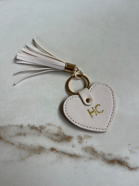 heart keyring with name tassel