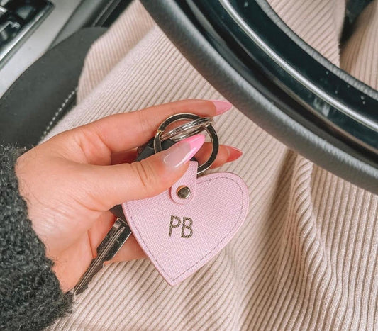 heart shaped keyring with initials