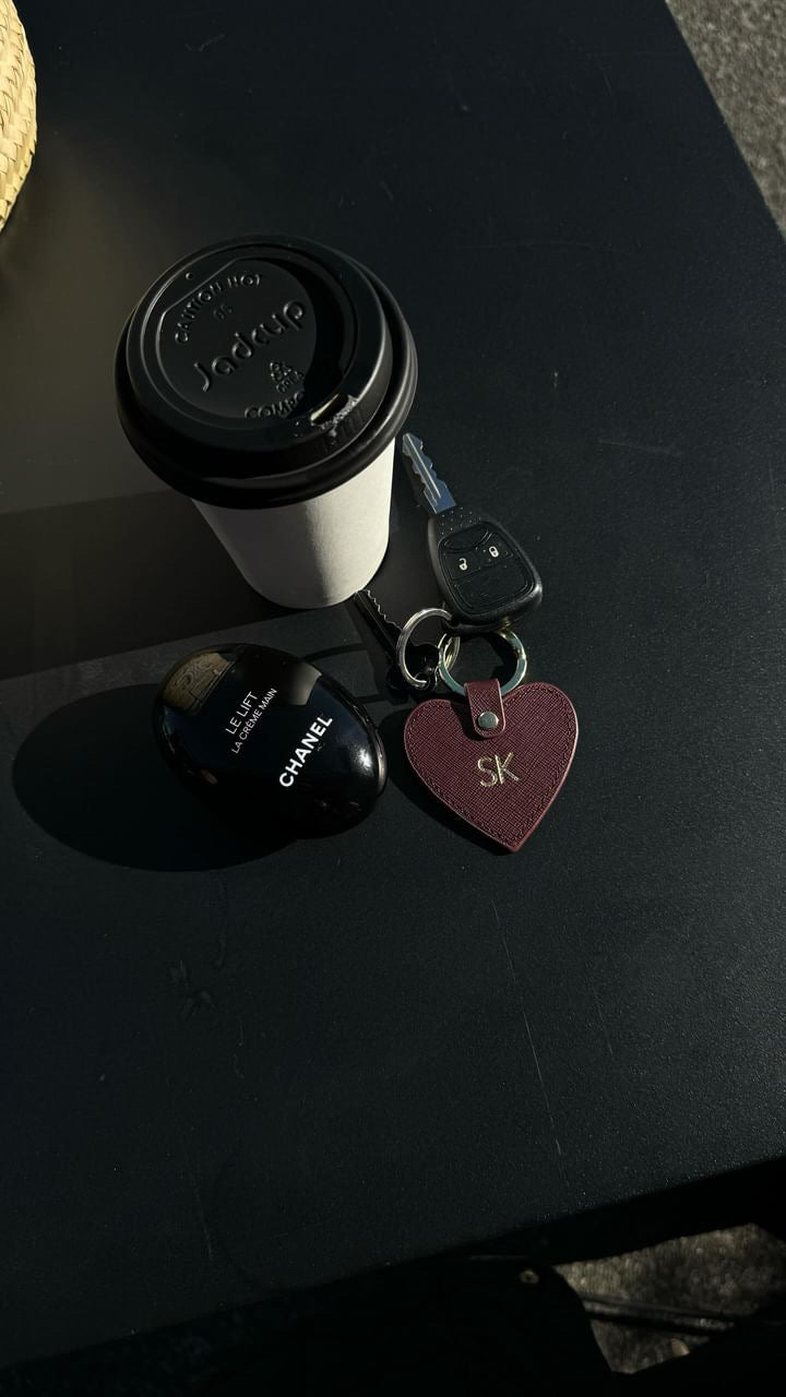 heart shaped keyring with initials maroon nz