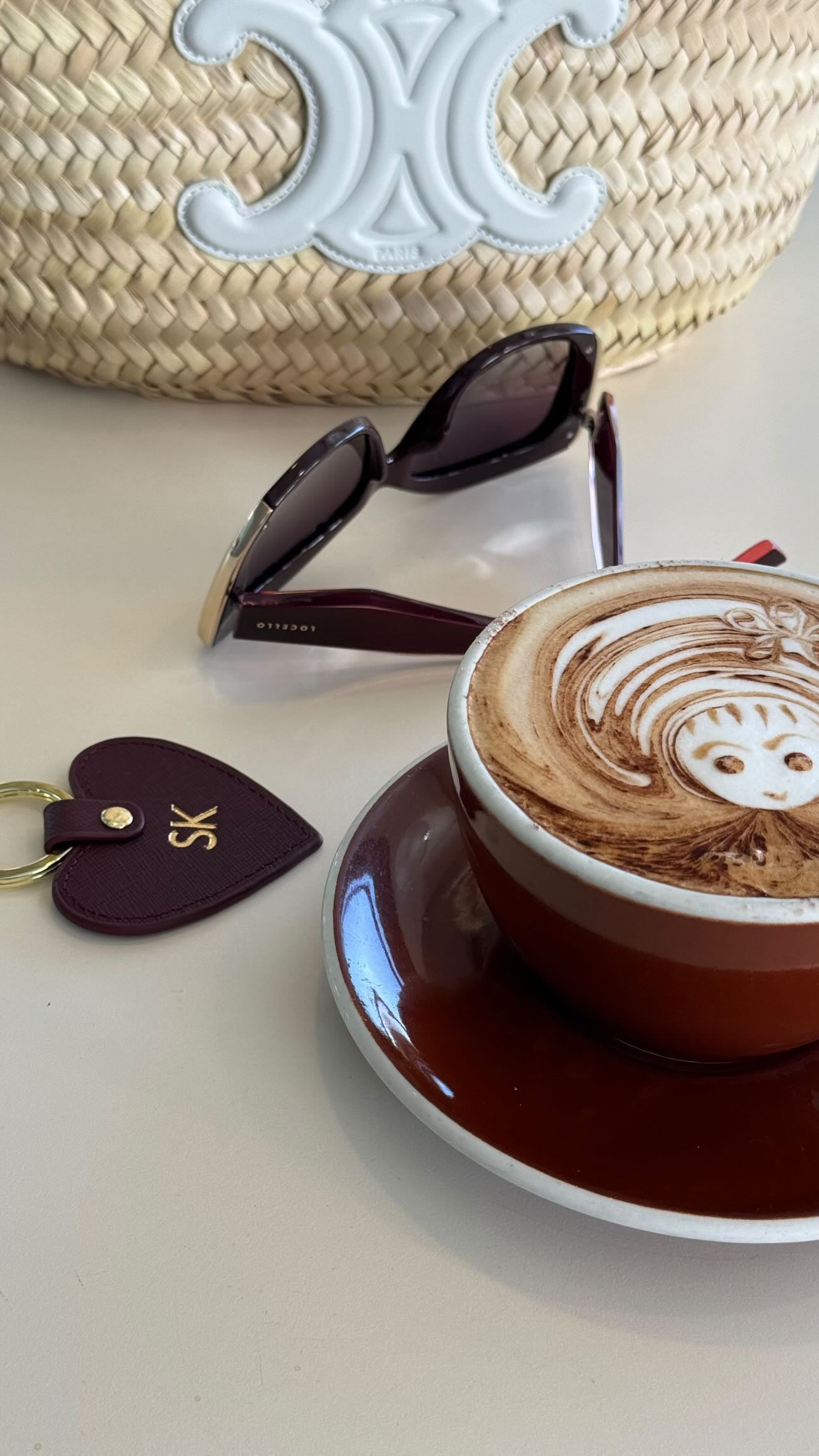 coffee art maroon key ring heart shape custom nz