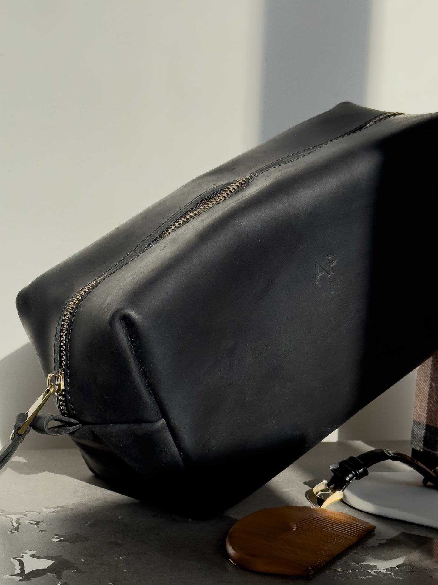 Mens Leather Shave Bag