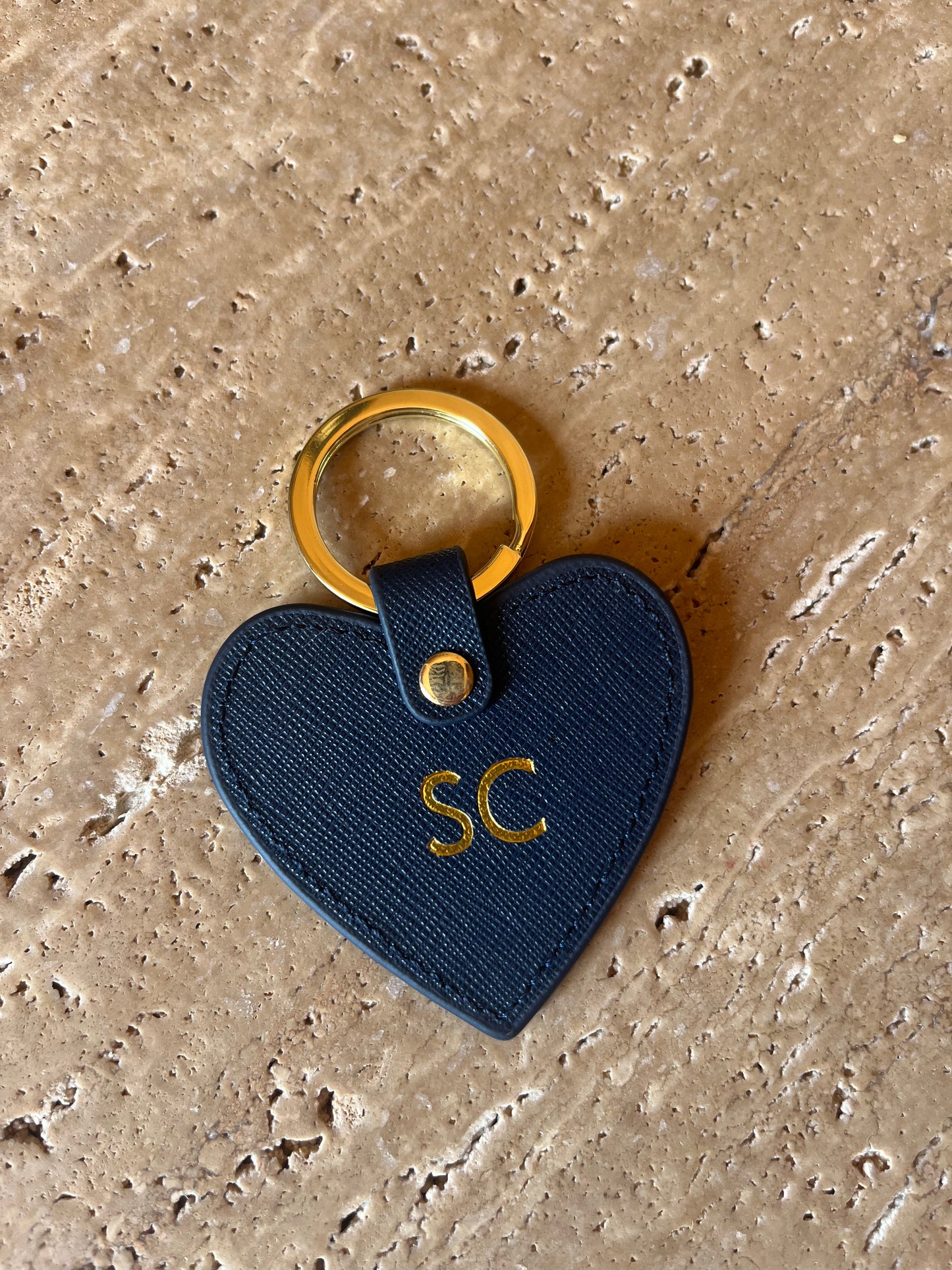 navy heart key ring personalised gift nz