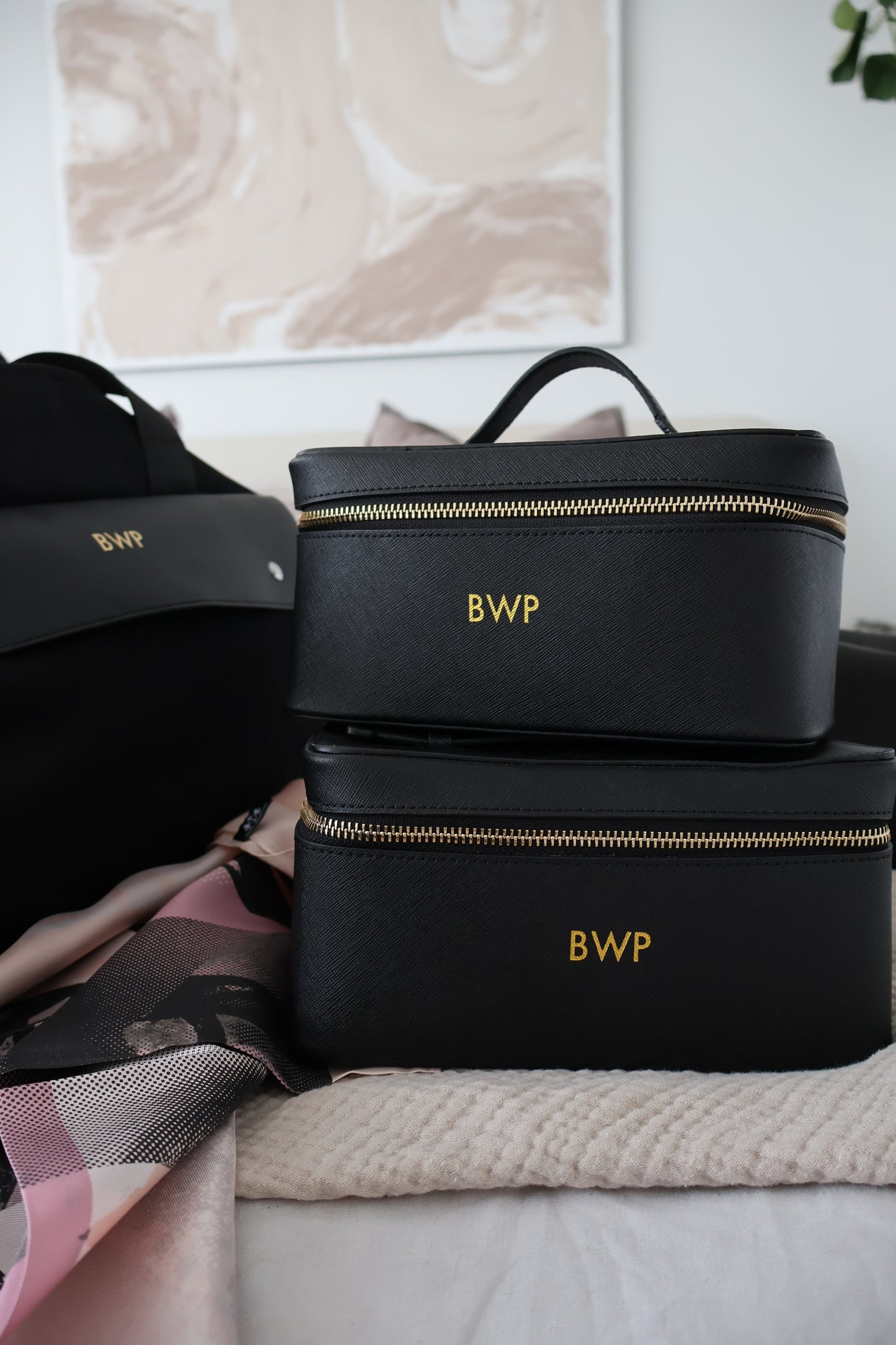Luxury personalised vanity case, elevated monogrammed cosmetic bag